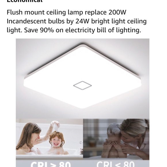 Airand 5000K LED Square Ceiling Light Mount - Picture 3 of 12